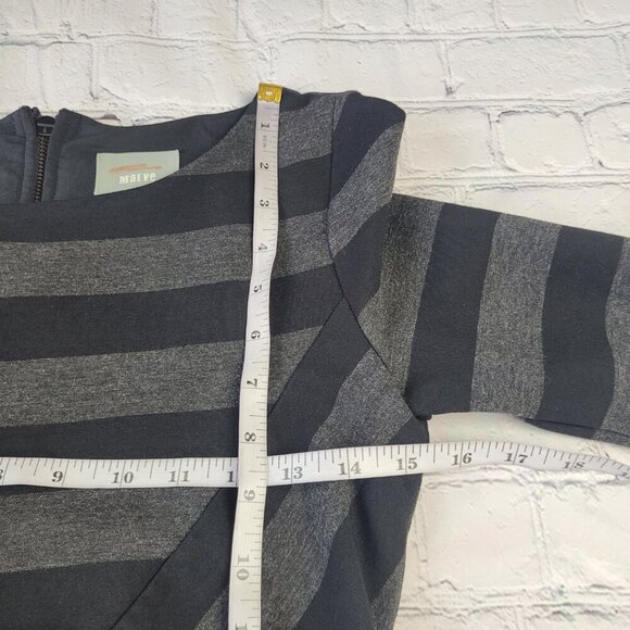 Maeve Anthropology Dress Gray Black Slimming Stripe Pencil Office Party size 6 - Picture 5 of 13